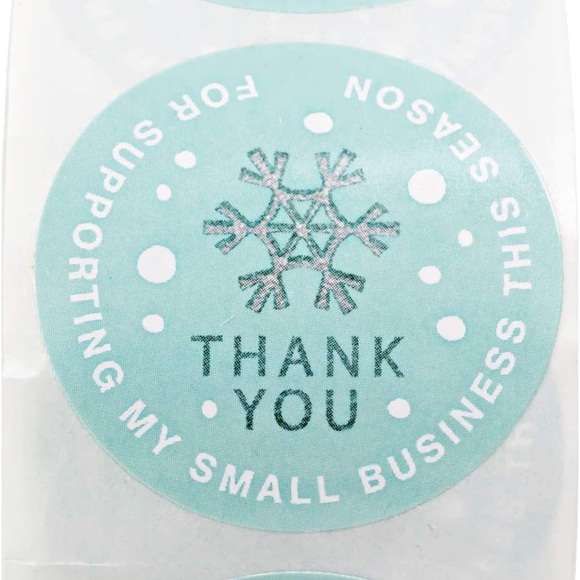 ❄️50 stickers- Mint Snowflake Holiday  Stickers - 1.5  inch - Picture 3 of 6